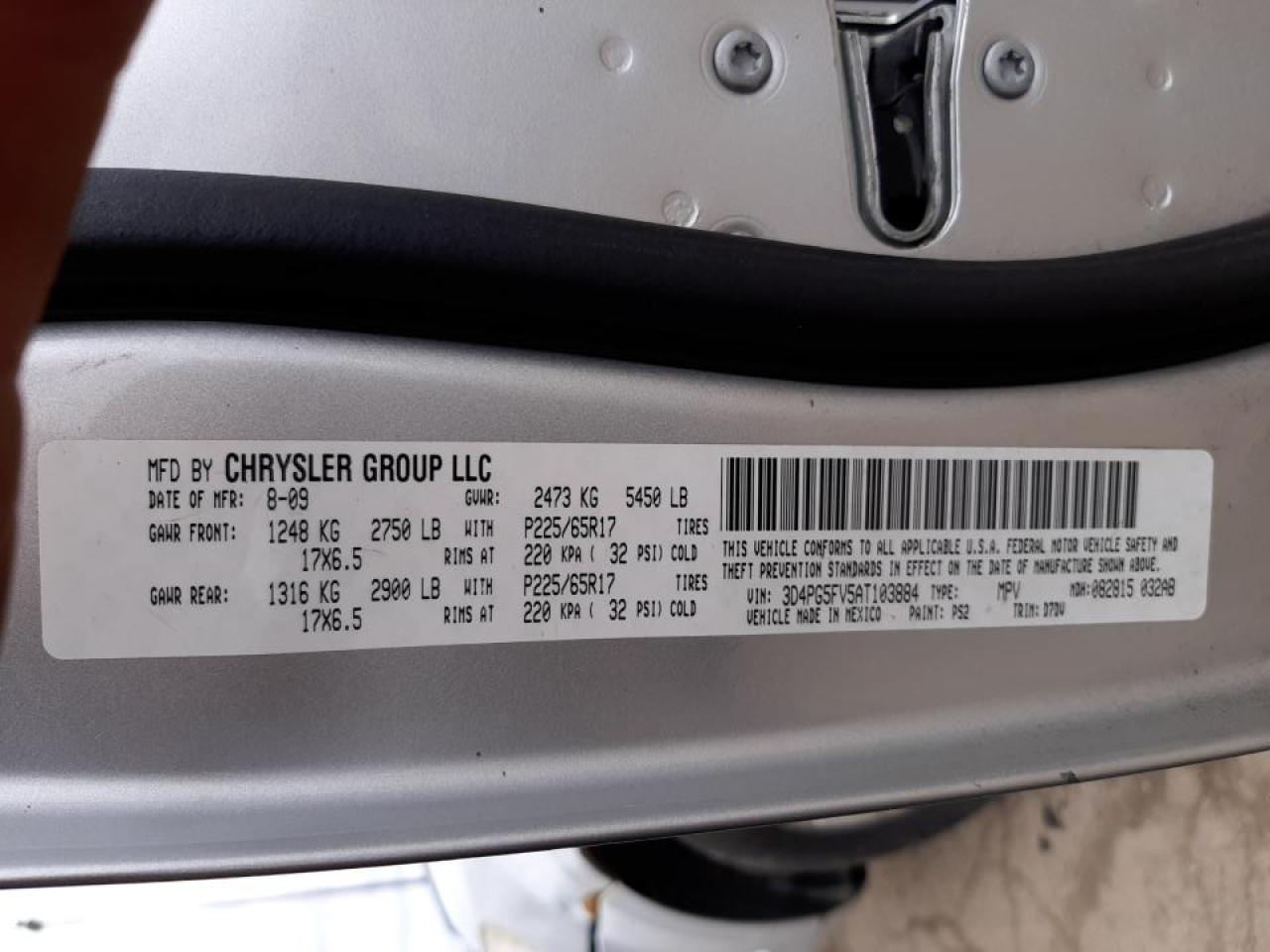 Photo 20 from auction – 2010 DODGE JOURNEY SX with VIN 3D4PG5FV5AT103884