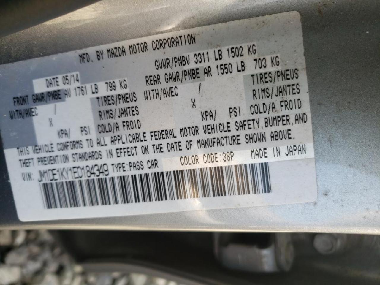Photo 10 from auction – 2014 MAZDA MAZDA2 SPO with VIN JM1DE1KY1E0184349