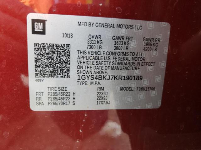 Photo 10 from auction – 2019 CADILLAC ESCALADE L with VIN 1GYS4BKJ7KR190189