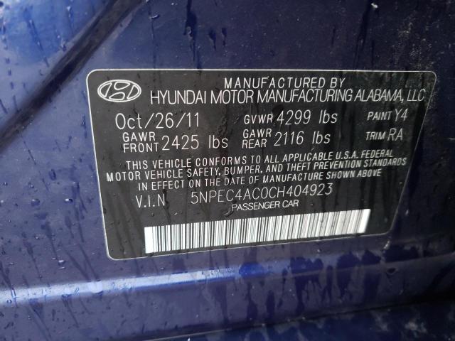 Photo 10 from auction – 2012 HYUNDAI SONATA SE with VIN 5NPEC4AC0CH404923