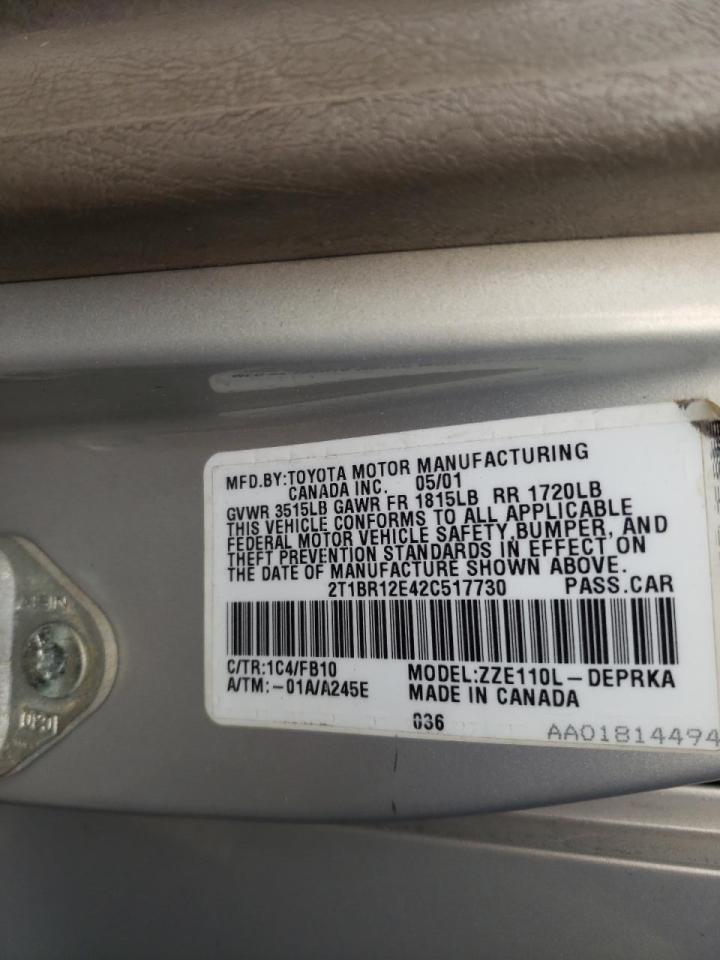 Photo 10 from auction – 2002 TOYOTA COROLLA CE with VIN 2T1BR12E42C517730