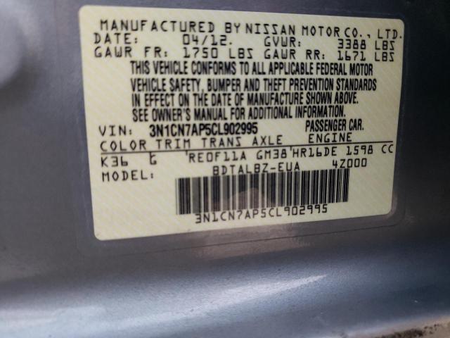 Photo 10 from auction – 2012 NISSAN VERSA S with VIN 3N1CN7AP5CL902995