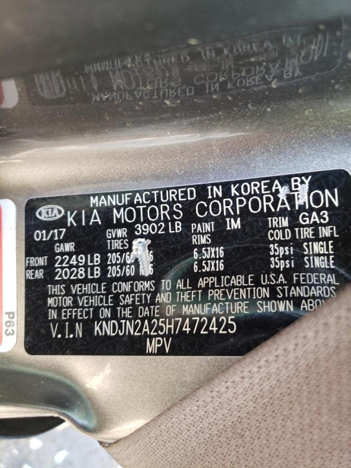 Photo 10 from auction – 2017 KIA SOUL with VIN KNDJN2A25H7472425