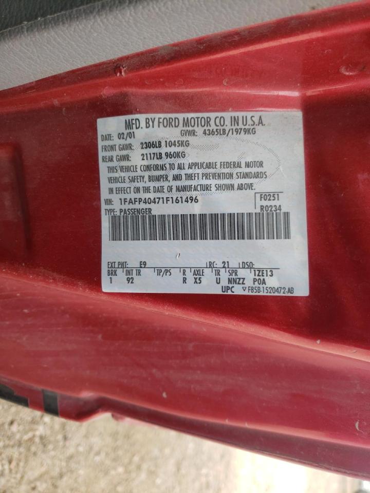 Photo 10 from auction – 2001 FORD MUSTANG with VIN 1FAFP40471F161496
