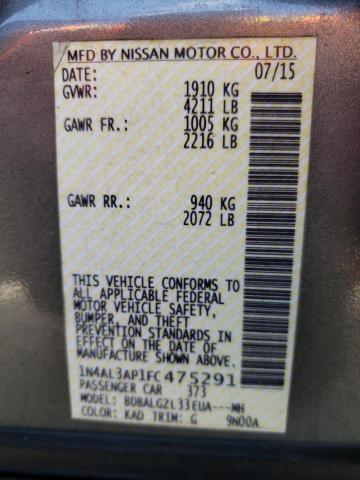 Photo 10 from auction – 2015 NISSAN ALTIMA 2.5 with VIN 1N4AL3AP1FC475291