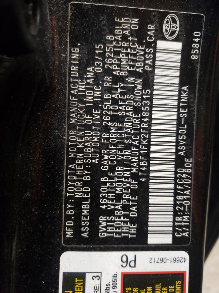 Photo 10 from auction – 2015 TOYOTA CAMRY LE with VIN 4T4BF1FK2FR485315