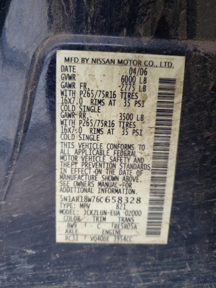 Photo 10 from auction – 2006 NISSAN PATHFINDER with VIN 5N1AR18W76C658328