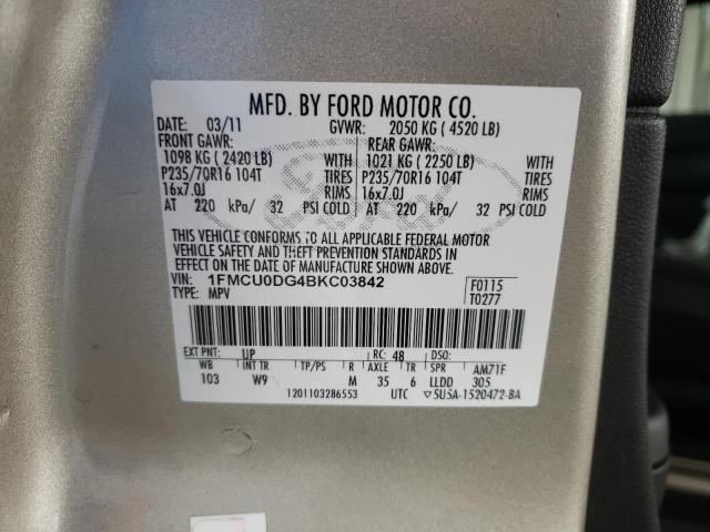 FORD ESCAPE XLT 2011 with VIN 1FMCU0DG4BKC03842 - Photo from auction