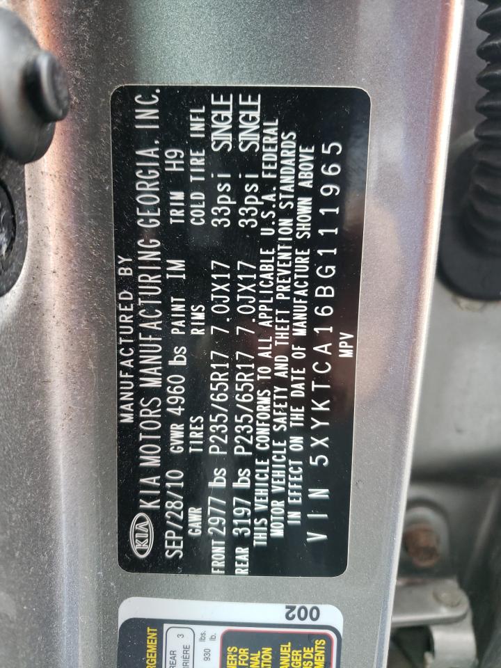 Photo 10 from auction – 2011 KIA SORENTO BA with VIN 5XYKTCA16BG111965