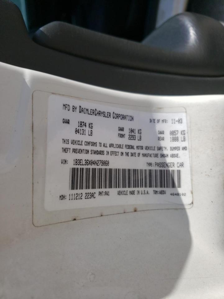 Photo 10 from auction – 2004 DODGE STRATUS SE with VIN 1B3EL36X04N279060
