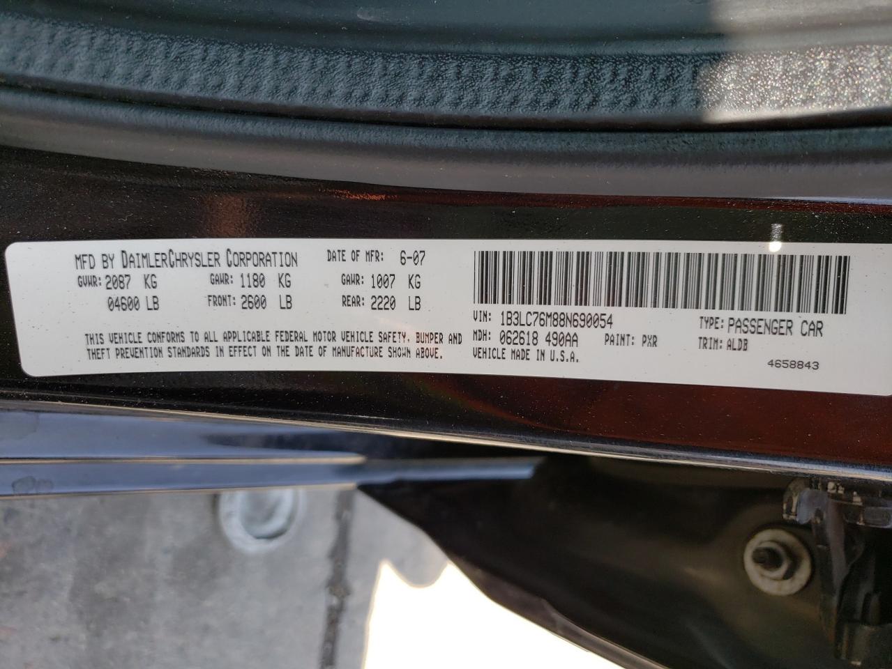 Photo 10 from auction – 2008 DODGE AVENGER R/ with VIN 1B3LC76M88N690054