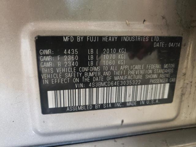 Photo 10 from auction – 2014 SUBARU LEGACY 2.5 with VIN 4S3BMCD64E3035322