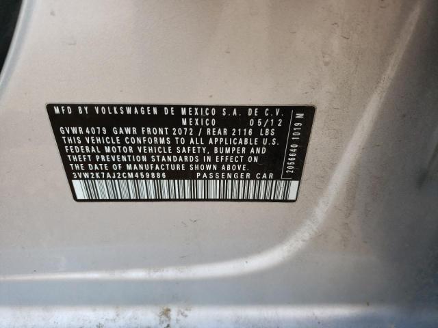Photo 10 from auction – 2012 VOLKSWAGEN JETTA BASE with VIN 3VW2K7AJ2CM459886