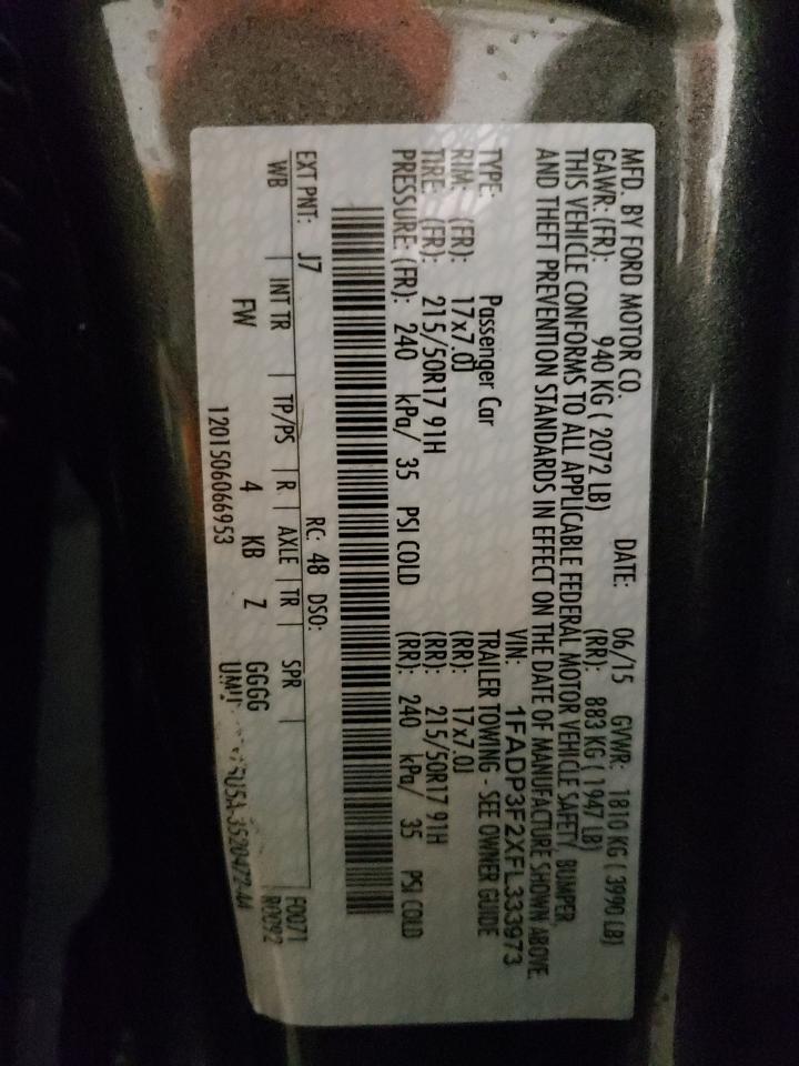 Photo 10 from auction – 2015 FORD FOCUS SE with VIN 1FADP3F2XFL333973