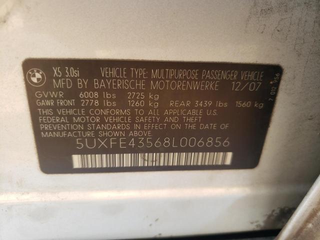 Photo 10 from auction – 2008 BMW X5 3.0I with VIN 5UXFE43568L006856