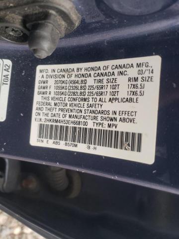 Photo 10 from auction – 2014 HONDA CR-V EX with VIN 2HKRM4H53EH668100