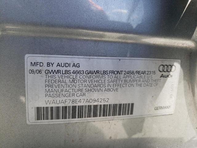 Photo 10 from auction – 2007 AUDI A4 2 with VIN WAUAF78E47A094252
