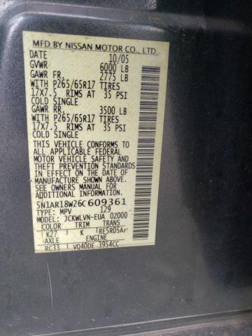 Photo 10 from auction – 2006 NISSAN PATHFINDER with VIN 5N1AR18W26C609361