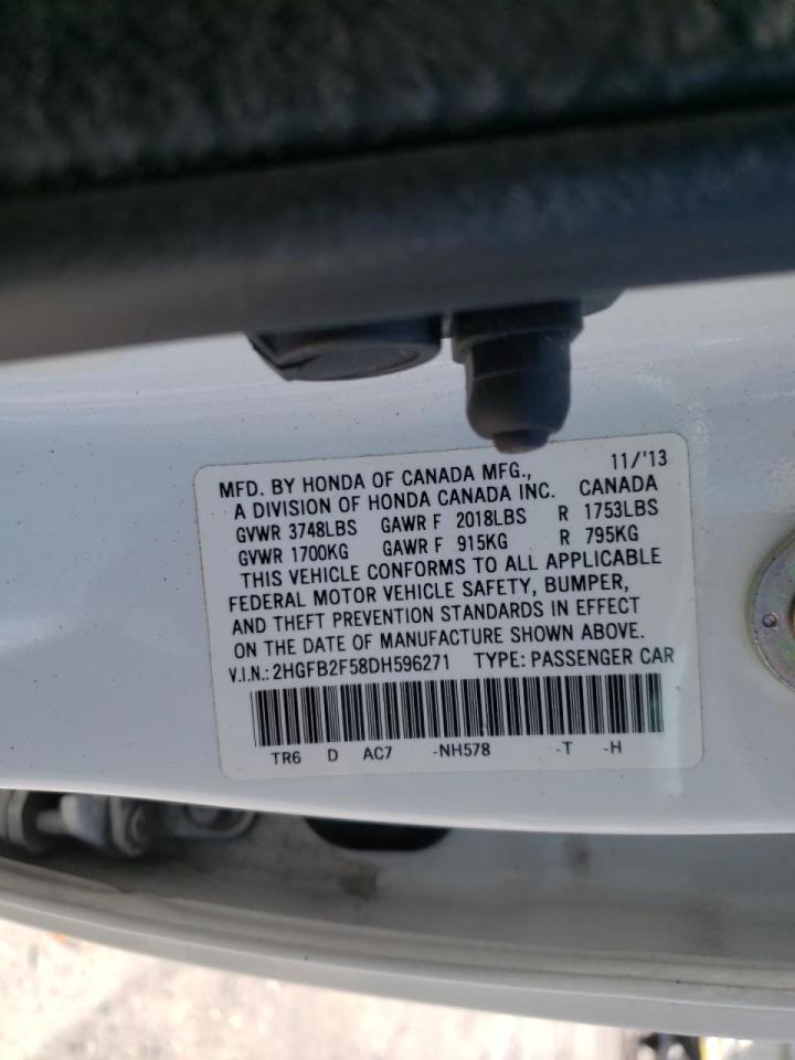 Photo 10 from auction – 2013 HONDA CIVIC LX with VIN 2HGFB2F58DH596271