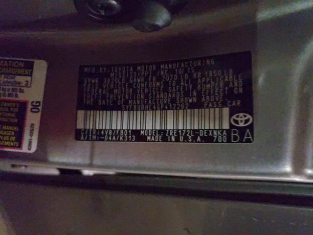 Photo 10 from auction – 2016 TOYOTA COROLLA L with VIN 5YFBURHE4GP412262