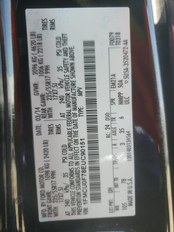 Photo 10 from auction – 2014 FORD ESCAPE S with VIN 1FMCU0F78EUC90151