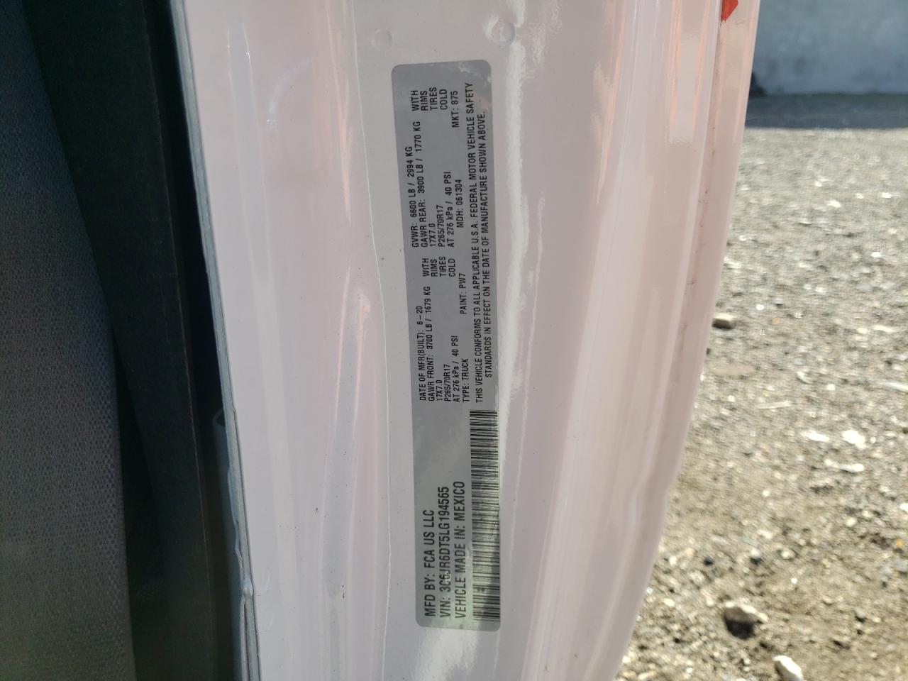 Photo 10 from auction – 2020 RAM 1500 CLASS with VIN 3C6JR6DT5LG194565