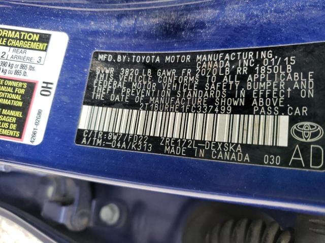 Photo 10 from auction – 2015 TOYOTA COROLLA L with VIN 2T1BURHE1FC337499