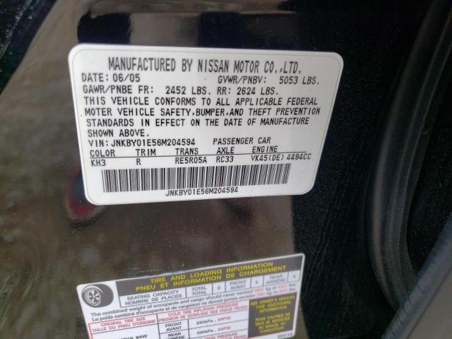 Photo 10 from auction – 2006 INFINITI M45 BASE with VIN JNKBY01E56M204594