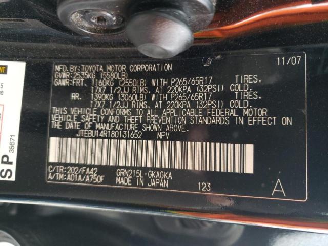Photo 10 from auction – 2008 TOYOTA 4RUNNER SR with VIN JTEBU14R180131652