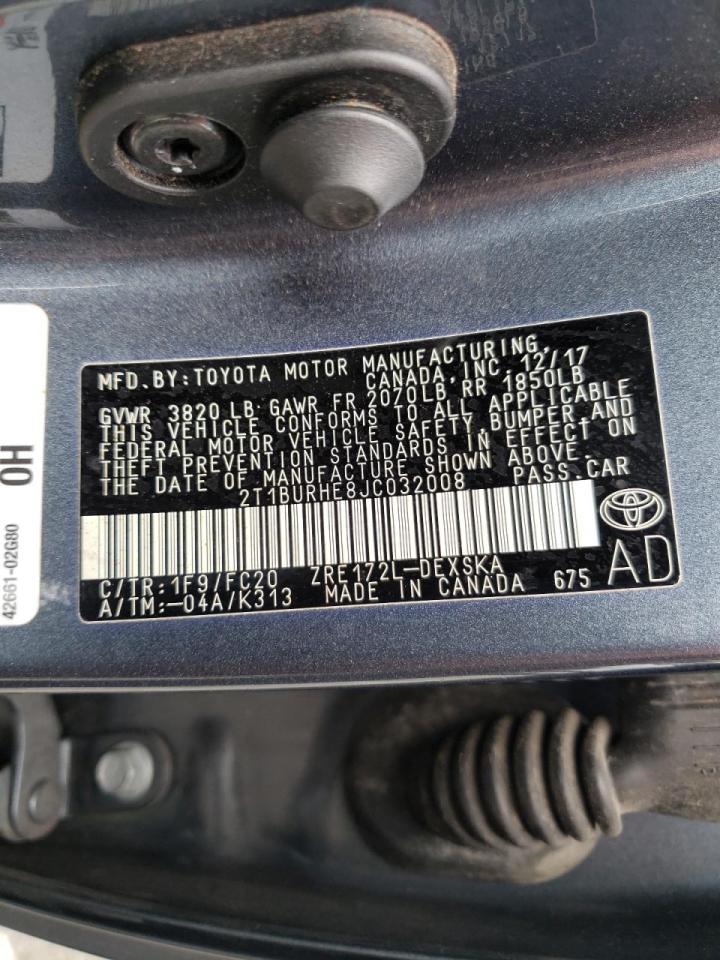 Photo 10 from auction – 2018 TOYOTA COROLLA L with VIN 2T1BURHE8JC032008