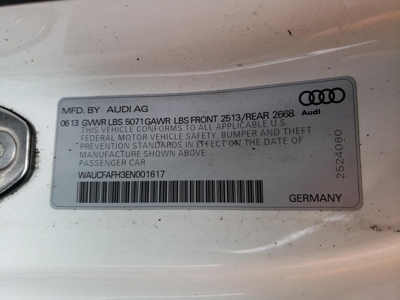 Фото 10 с аукциона – 2014 AUDI A5 PREMIUM с VIN WAUCFAFH3EN001617