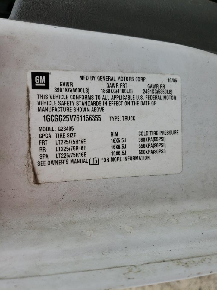Photo 10 from auction – 2006 CHEVROLET EXPRESS G2 with VIN 1GCGG25V761156355