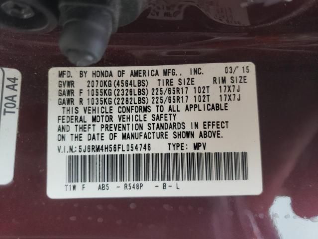 Photo 10 from auction – 2015 HONDA CR-V EX with VIN 5J6RM4H56FL054746