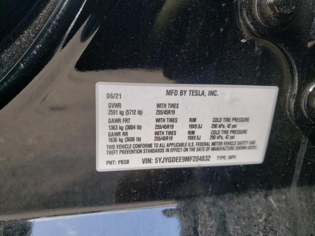 Photo 10 from auction – 2021 TESLA MODEL Y with VIN 5YJYGDEE9MF204832