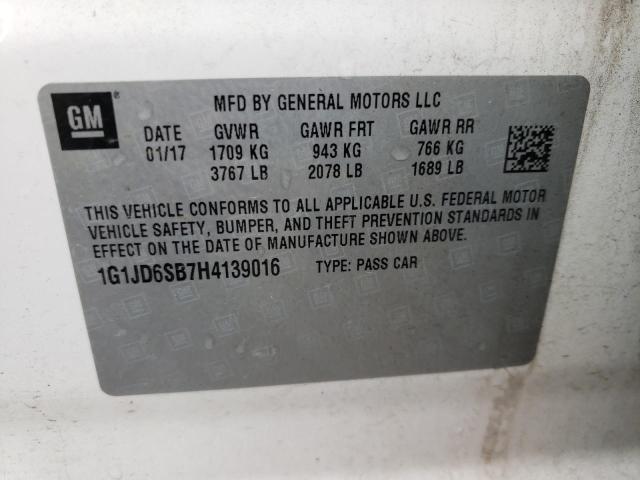 Photo 10 from auction – 2017 CHEVROLET SONIC LT with VIN 1G1JD6SB7H4139016