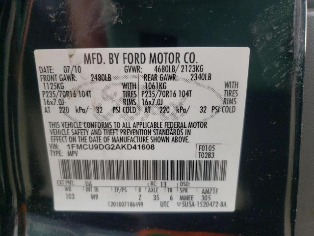 صورة رقم 10 من المزاد - 2010 FORD ESCAPE XLT مع VIN 1FMCU9DG2AKD41608