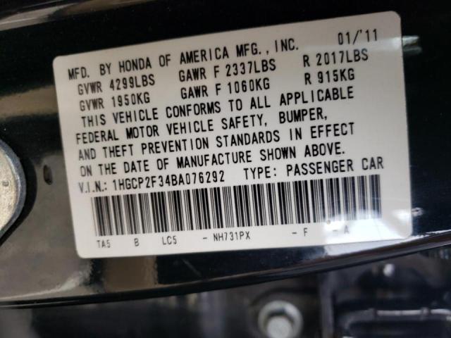 Photo 10 from auction – 2011 HONDA ACCORD LX with VIN 1HGCP2F34BA076292