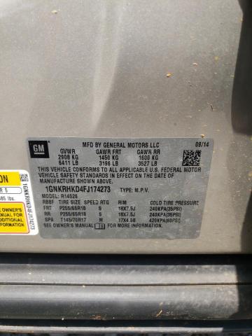Photo 10 from auction – 2015 CHEVROLET TRAVERSE L with VIN 1GNKRHKD4FJ174273