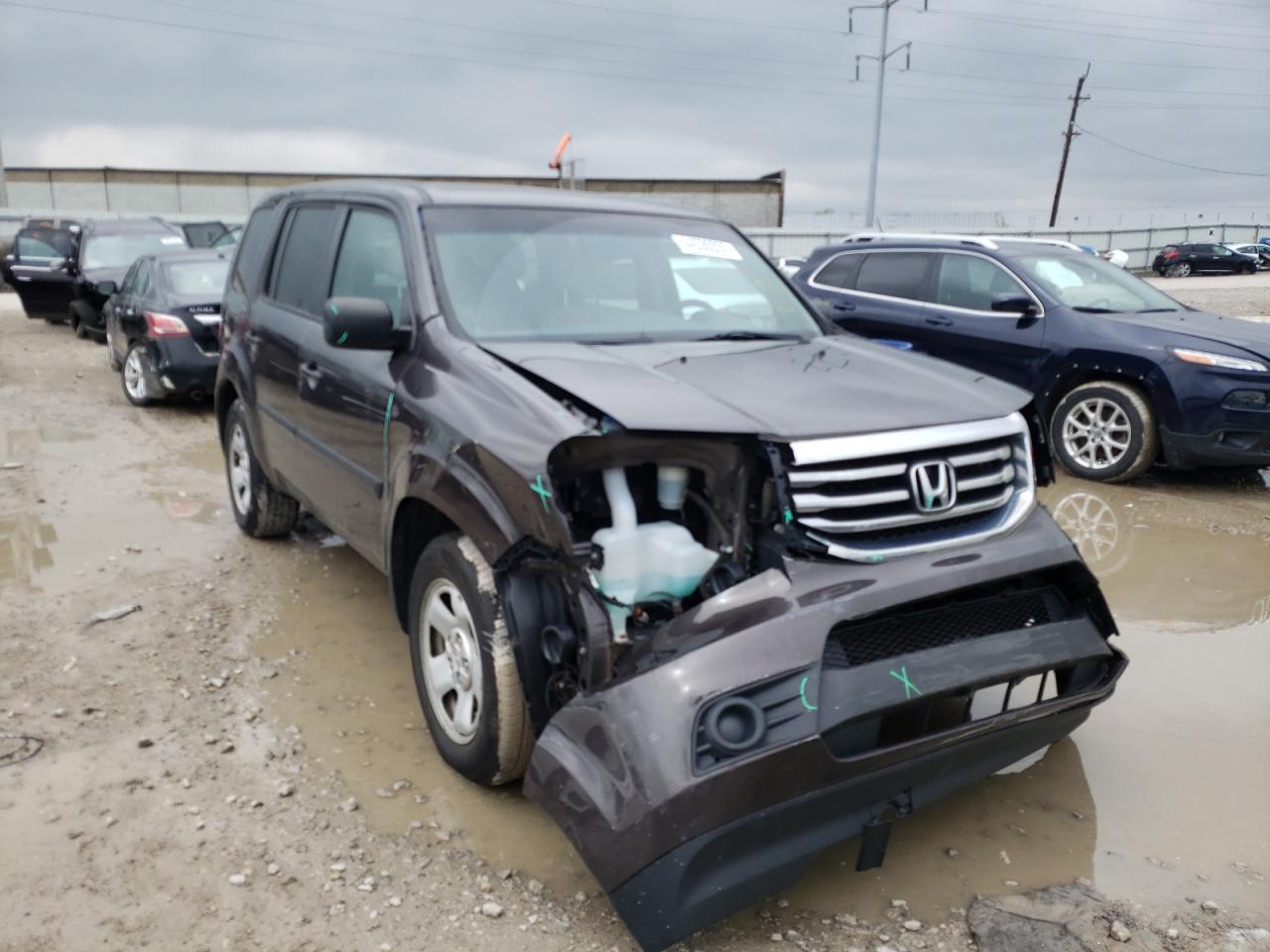 HONDA PILOT LX 2014 with VIN 5FNYF4H26EB053891 - Photo from auction