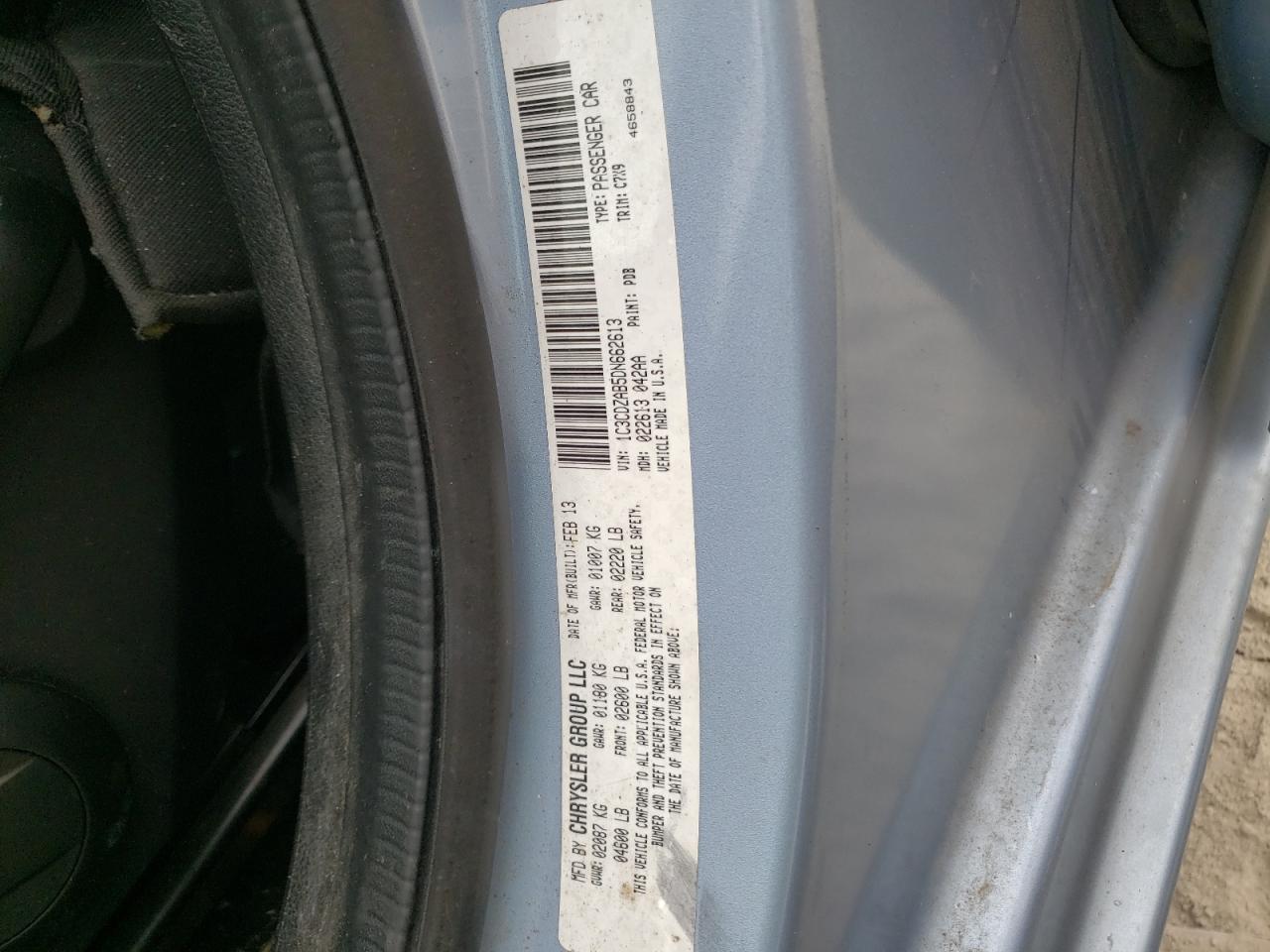 Photo 10 from auction – 2013 DODGE AVENGER SE with VIN 1C3CDZAB5DN662613