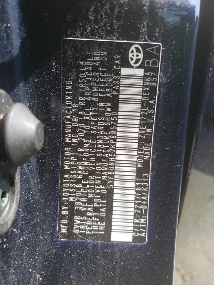 Photo 10 from auction – 2019 TOYOTA COROLLA L with VIN 5YFBURHE2KP885750