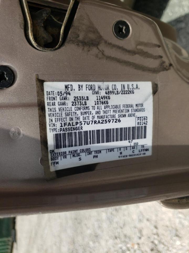 Photo 10 from auction – 1994 FORD TAURUS GL with VIN 1FALP57U7RA259726