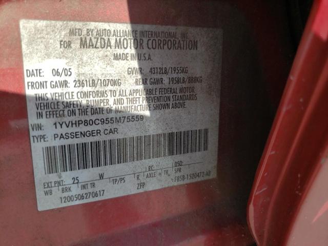 Photo 10 from auction – 2005 MAZDA 6 I with VIN 1YVHP80C955M75559