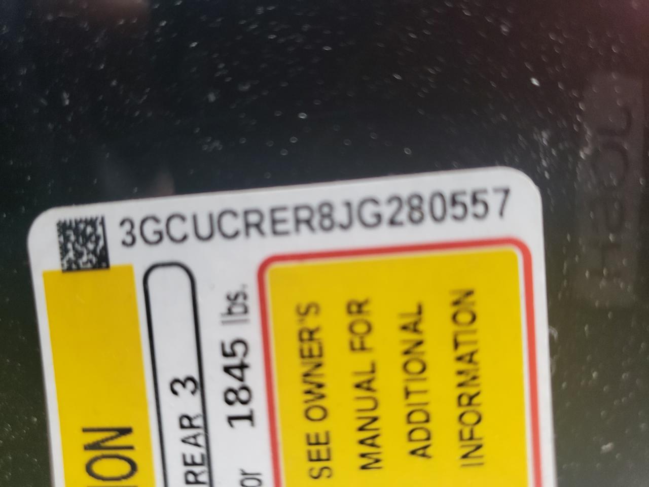 Photo 11 from auction – 2018 CHEVROLET 1500 with VIN 3GCUCRER8JG280557