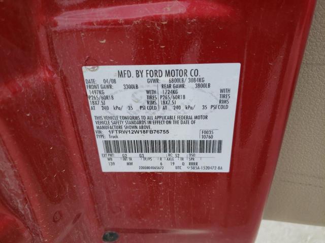 Photo 10 from auction – 2008 FORD F150 SUPER with VIN 1FTRW12W18FB76755