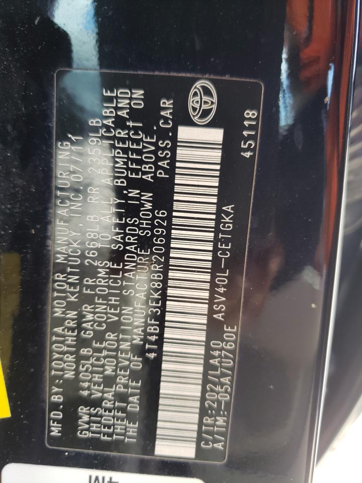 Photo 10 from auction – 2011 TOYOTA CAMRY BASE with VIN 4T4BF3EK8BR206926