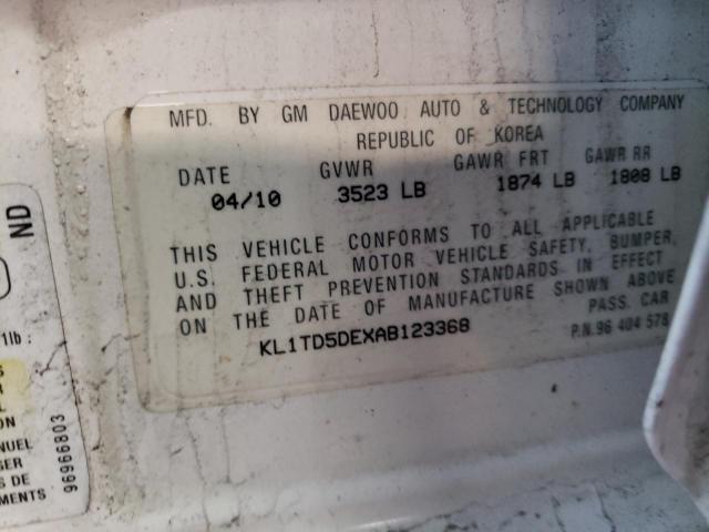 Photo 10 from auction – 2010 CHEVROLET AVEO LS with VIN KL1TD5DEXAB123368