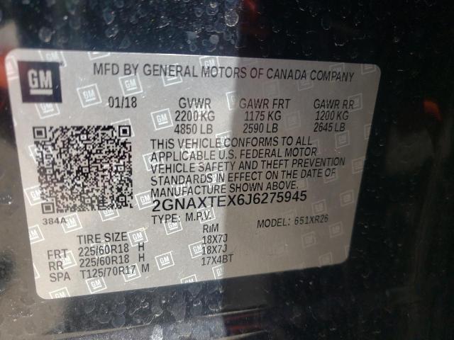 Photo 10 from auction – 2018 CHEVROLET EQUINOX LT with VIN 2GNAXTEX6J6275945