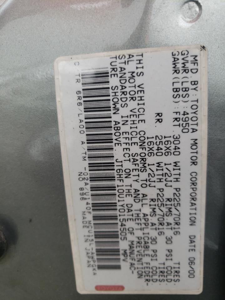 Photo 10 from auction – 2000 LEXUS RX 300 with VIN JT6HF10U1Y0154505