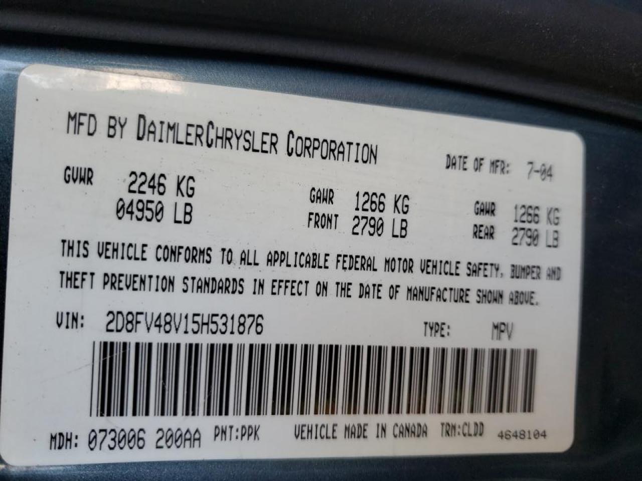 Photo 10 from auction – 2005 DODGE MAGNUM SXT with VIN 2D8FV48V15H531876